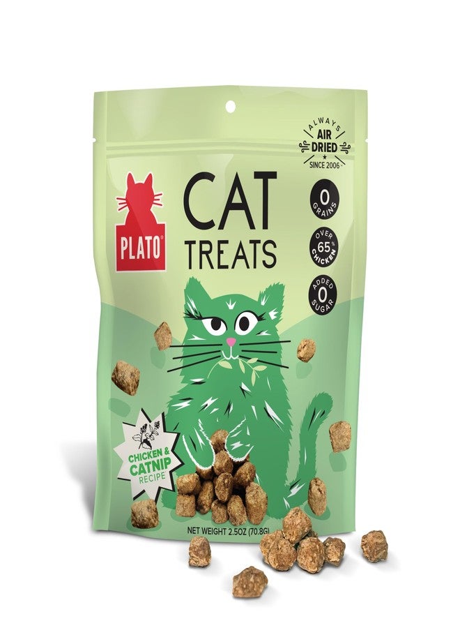Plato Pet Treats Cat Treats - Single Ingredient, Healthy Chicken Catnip Treats for Indoor Cats - Air Dried - 2.5 oz - Image 1